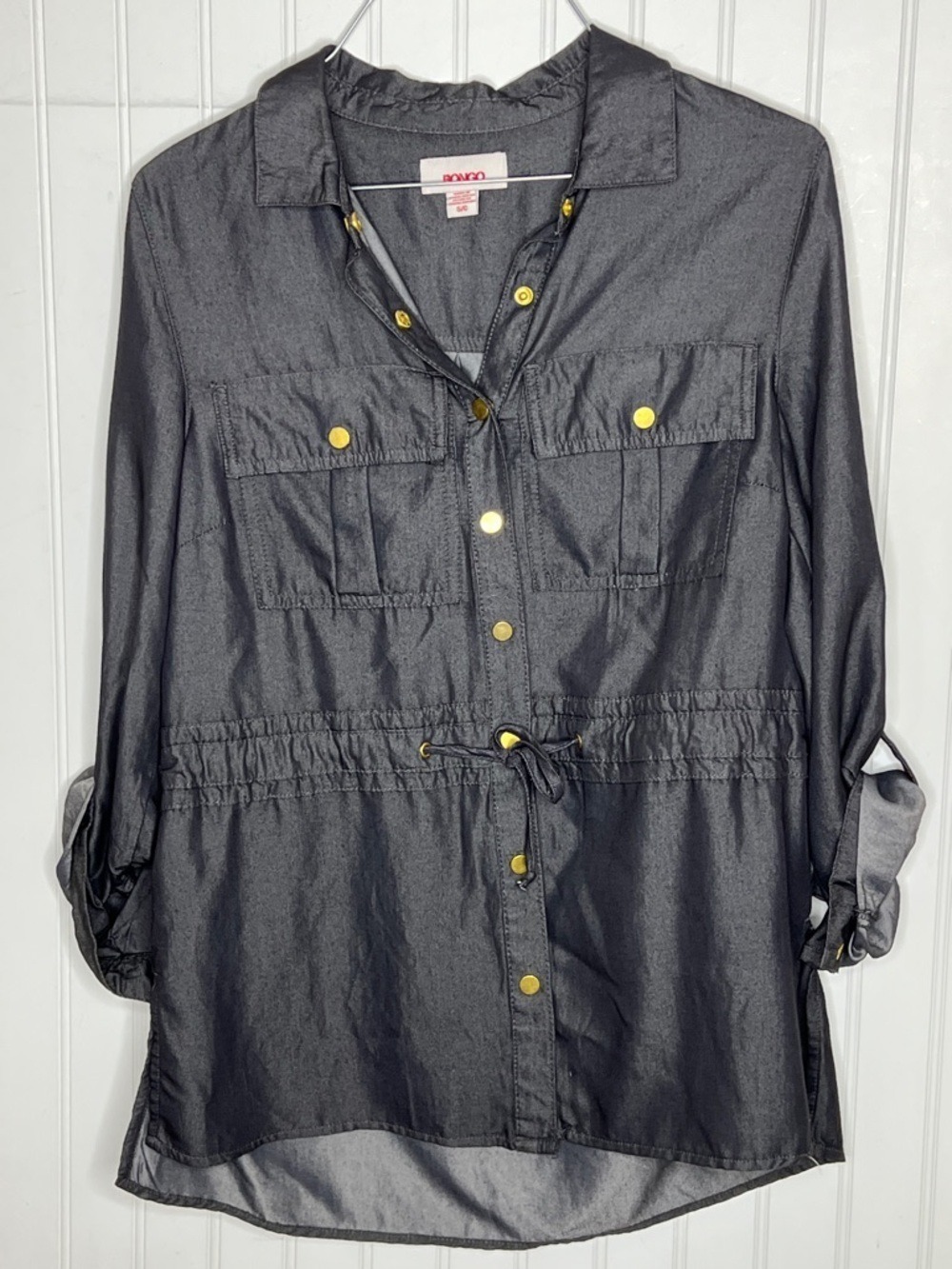 BONGO Black Shirt with Gold-Tone Snap